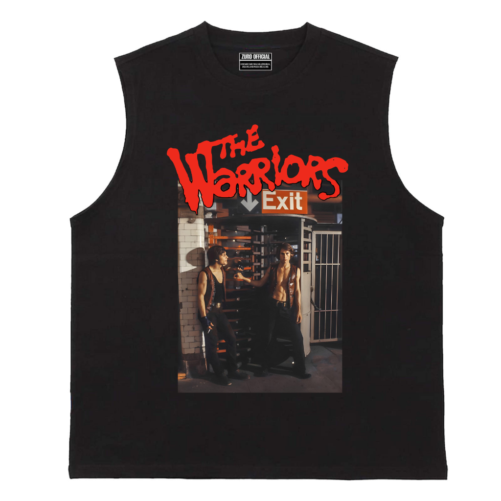 T-Shirt Lekbong THE WARRIORS Singlet Unisex Pria dan wanita Bahan Katun Combed 24s Rompi Hitam Dewas