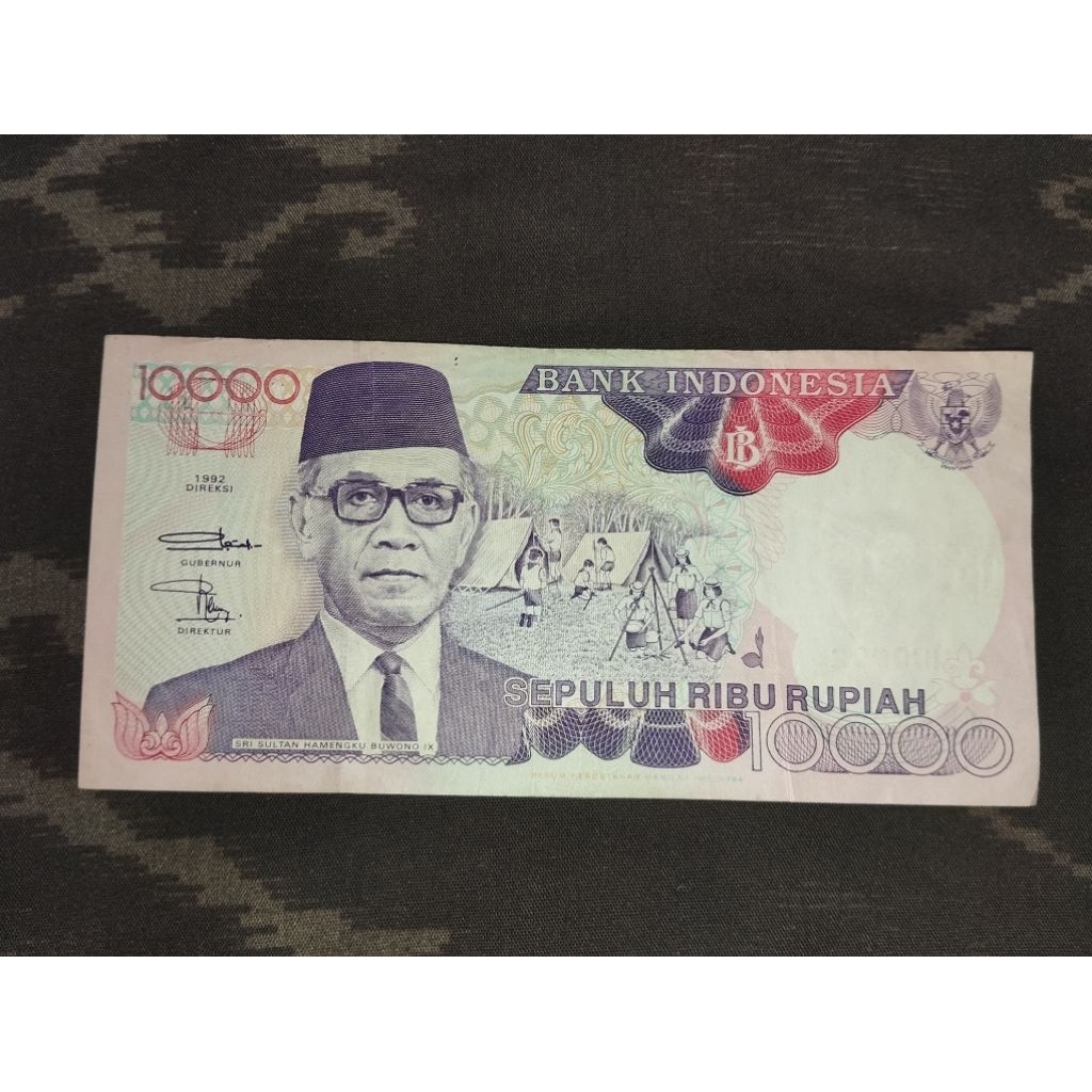 uang kertas kuno 10rb Hamengkubuwono