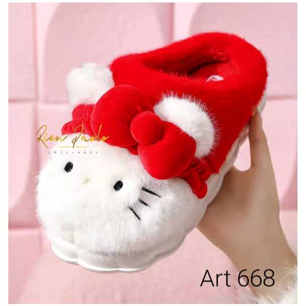 Sandal Bulu - Slippers - Sandal Dalam Rumah - Sendal Kamar Rumah Hello Kitty / Kuromi / Melody Tebal