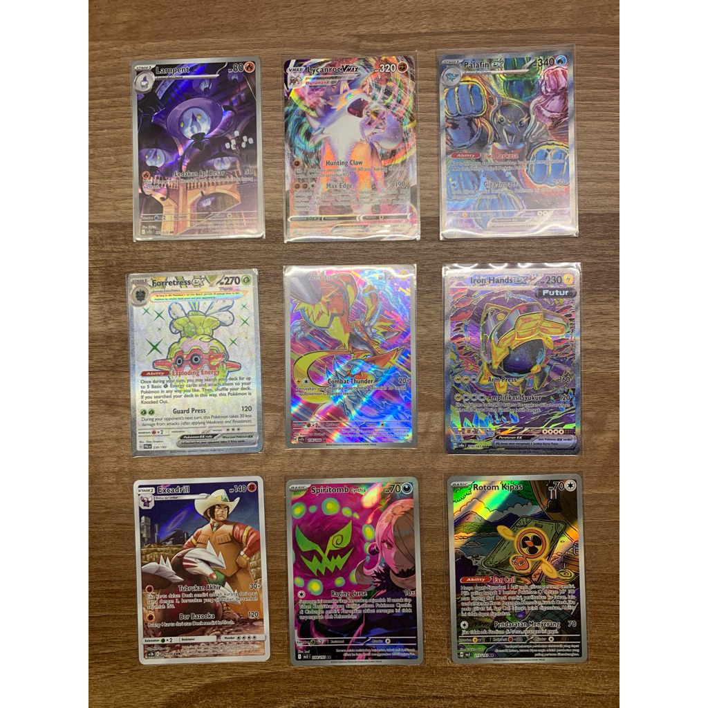 Pokemon TCG Kartu “iron hands, palafin ex, forretress ex, ferrothorn, rotom kipas, zeraora, spiritom
