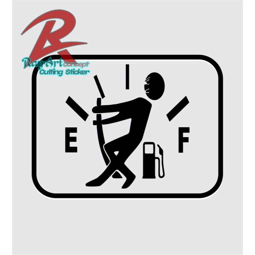 Stiker Cutting Tutup Bensin Mobil Stiker Orang Narik Jarum Bensin