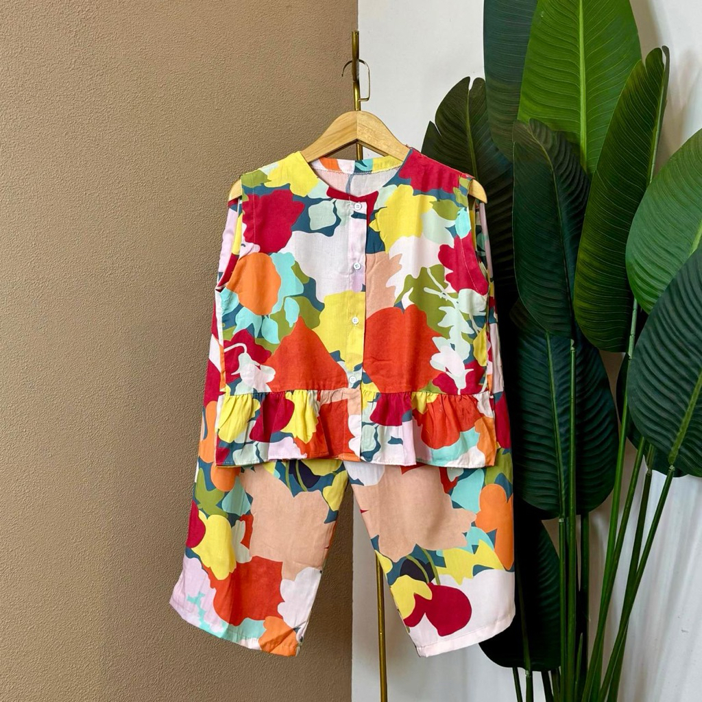 setelan babydol/setelan bunga AMIRA SET bunga/airin set/setelan busui/set ibu hamil/baju tidur/