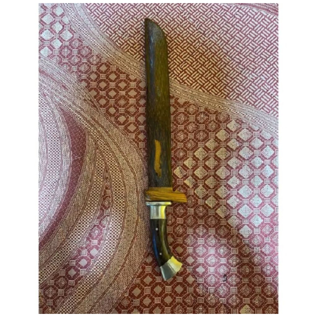 Pisau Sembelihan Dr Kayu aren hendle durarium full Bahan Baja wilis Ukiran panjang bilah 30cm termur