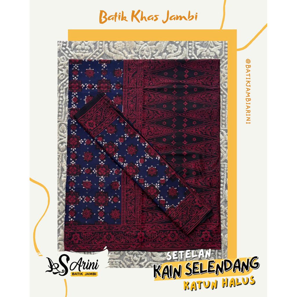[ARINIbatik] BATIK JAMBI - Set Kain sarung Selendang / Bawahan Katun Halus Motif Tapuk Manggis warna