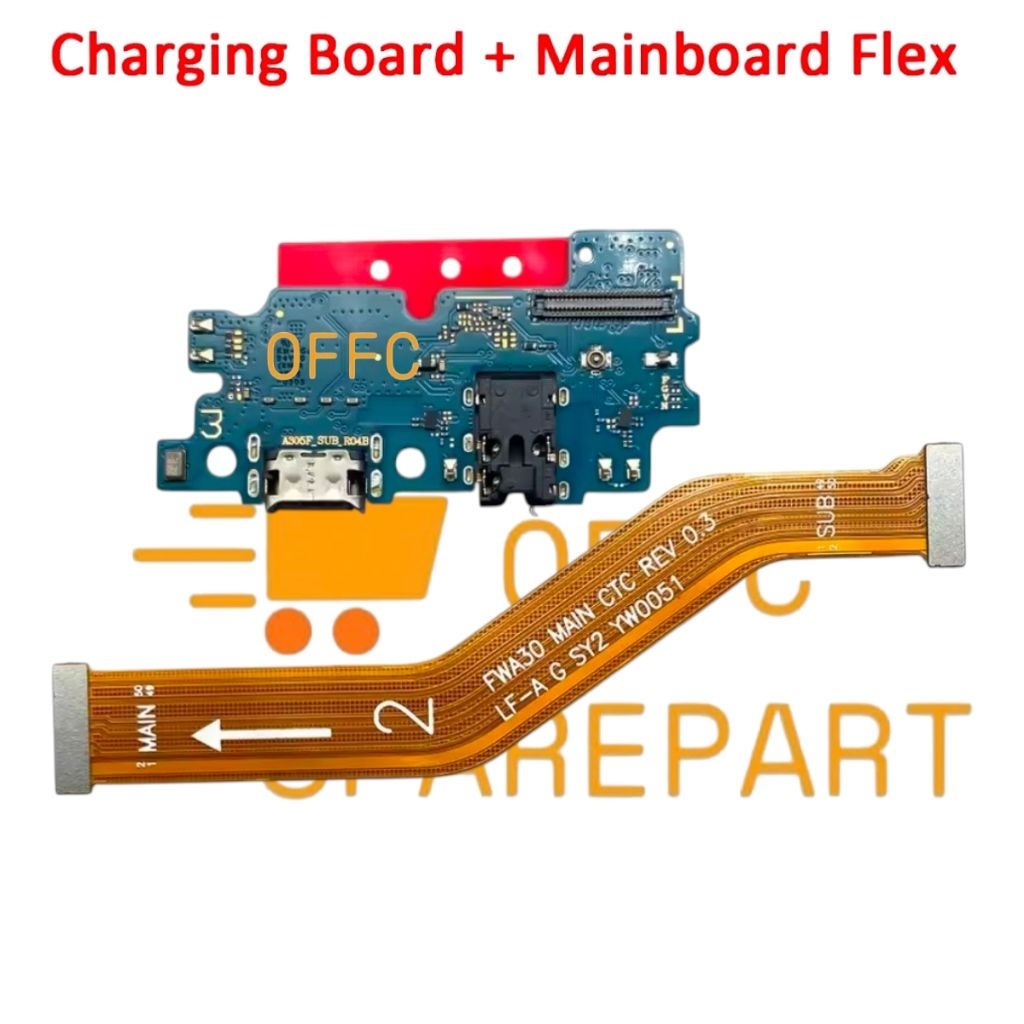 Papan Cas Samsung Galaxy A30 Fullset Fleksibel Main Board Konektor Charger USB