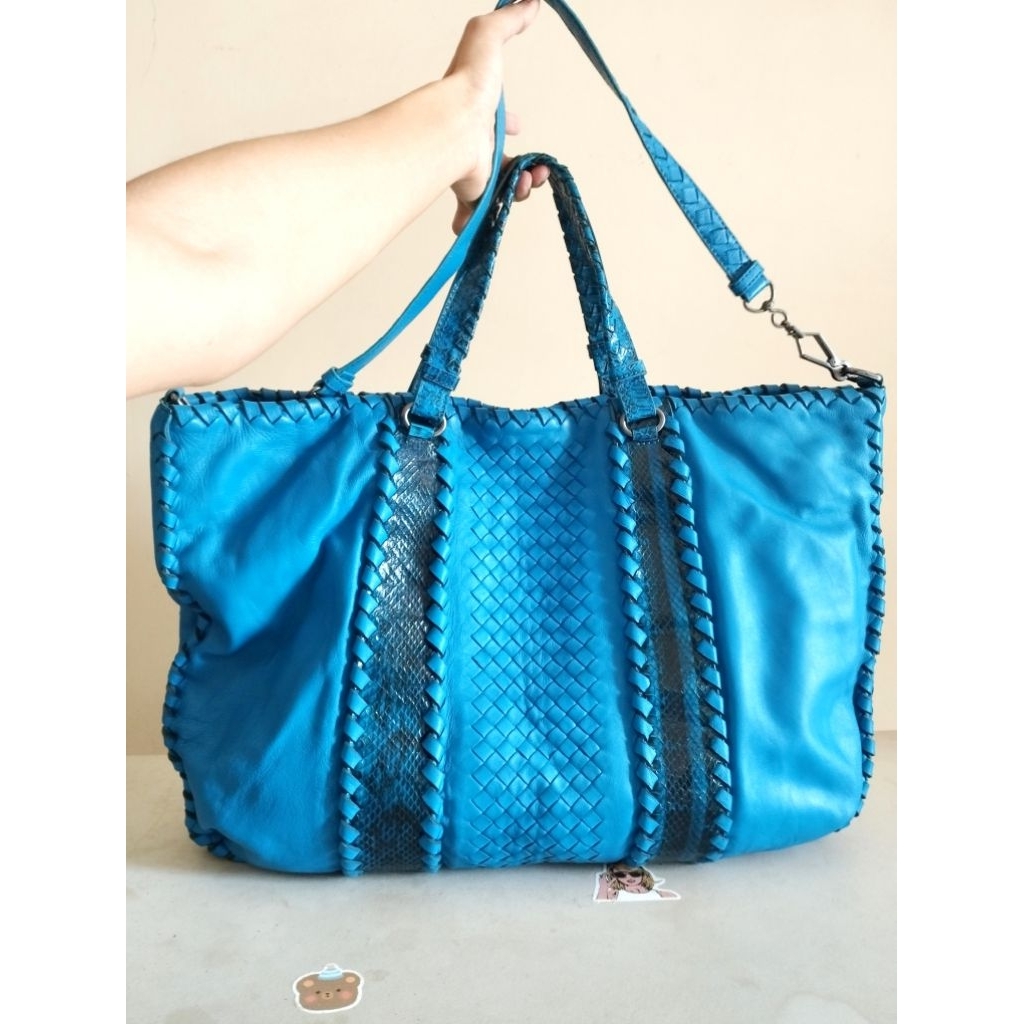 Bottega Veneta Ayers Tas Anyam Kulit Asli Handbag Sling