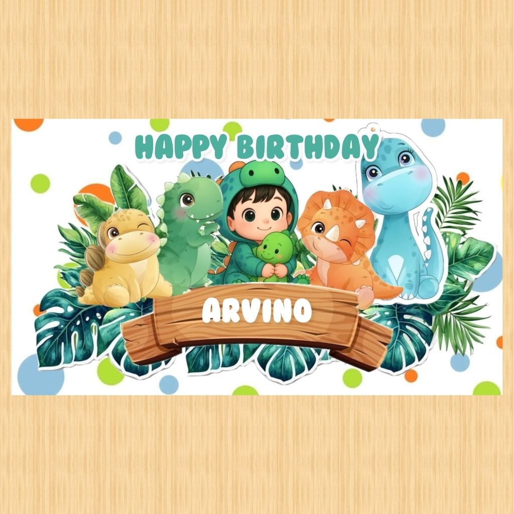 Spanduk DINOSAURUS banner DINOSAURUS spanduk banner ultah anak background custom ulang tahun anak DI