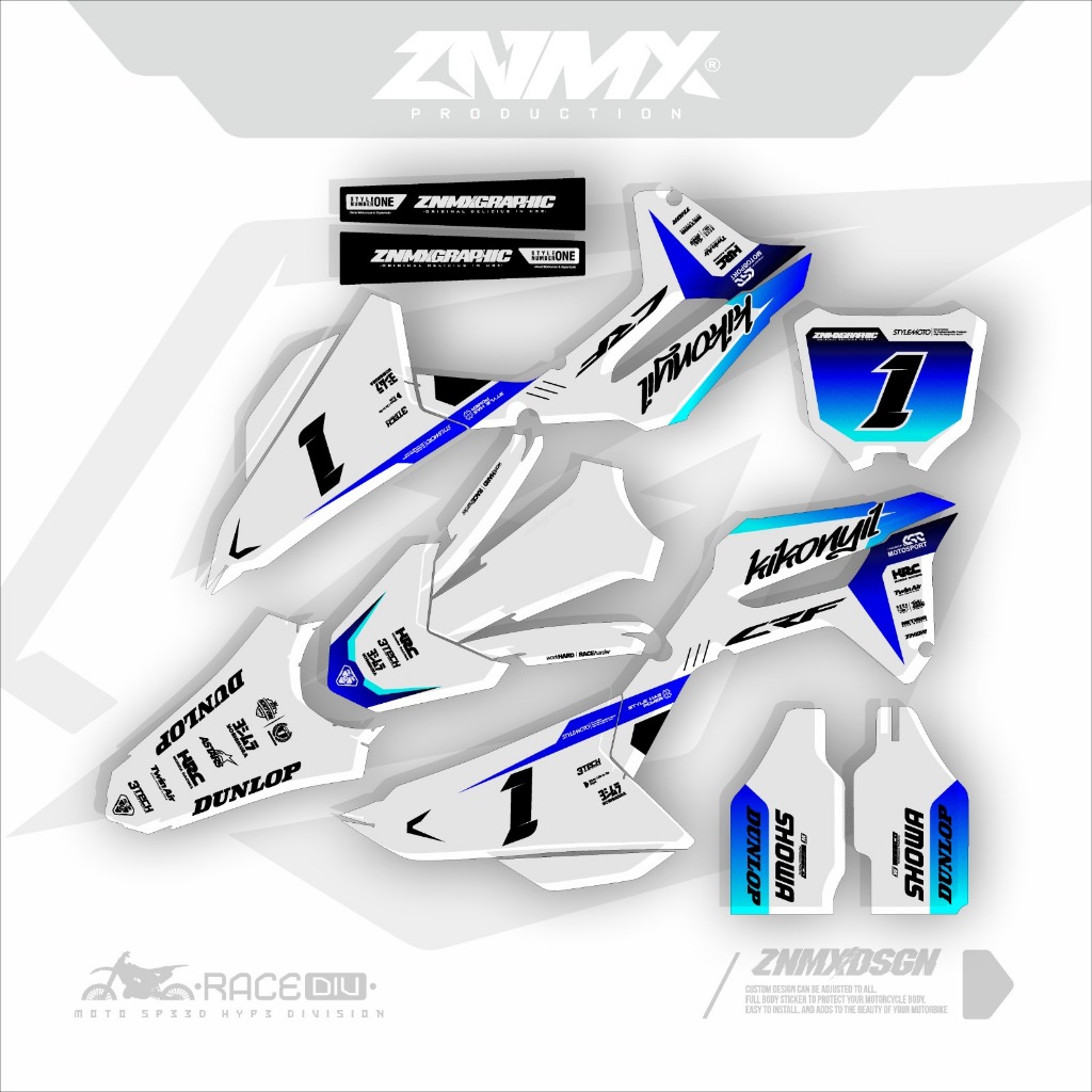 Decal stiker crf 450 putih full body bisa custom nama nomor