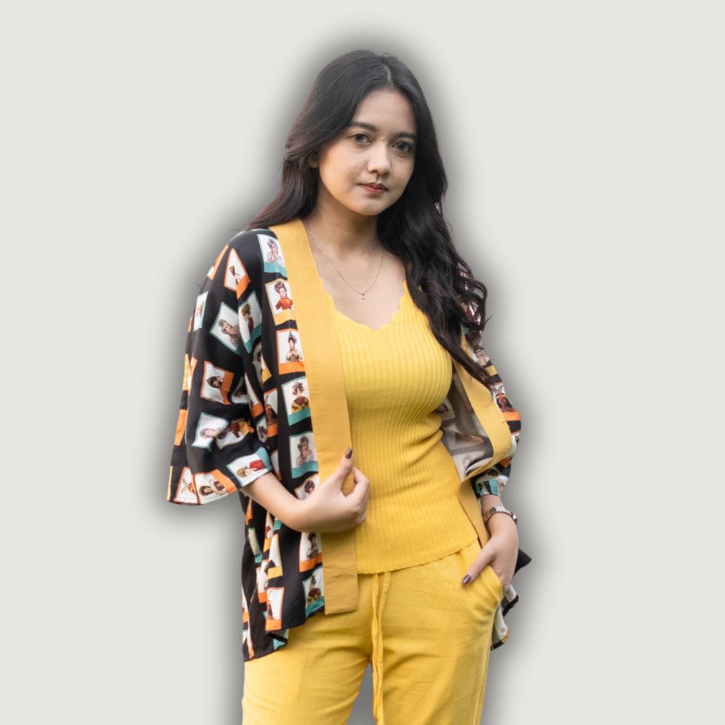 Outer Batwing Wanita HaluanBali – Motif Photocard Eksklusif, Katun Organik Premium Adem, Outer Casua