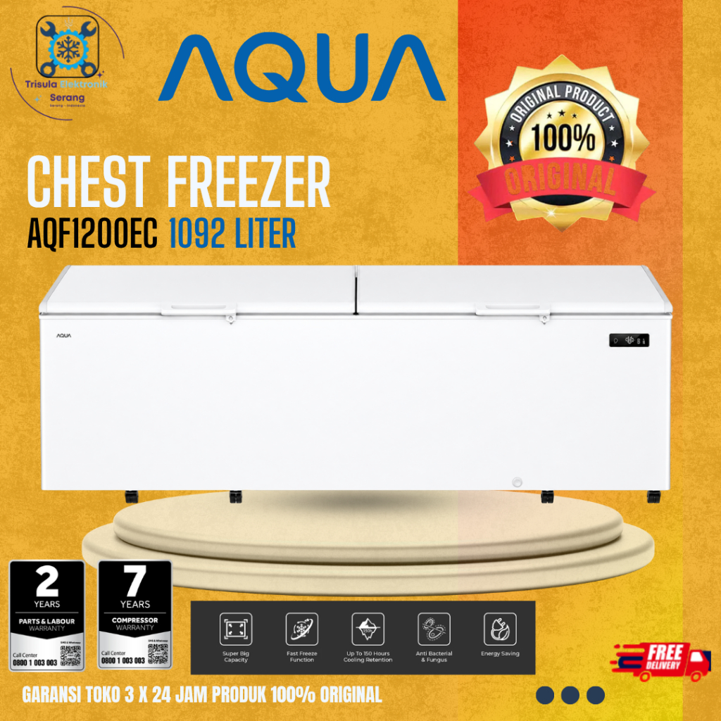 AQUA CHEST FREEZER AQF1200EC | AQF1200 EC KAPASITAS 1029L DIGITAL TEMEPERATUR DISPLAY