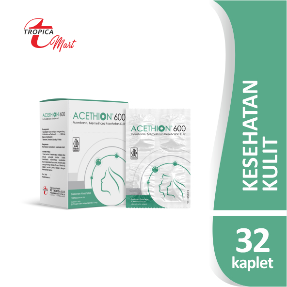 Acethion Master Antioksidan L-Glutathione Reduced 600mg Suplemen Memelihara Kesehatan Kulit @ 32 Kap