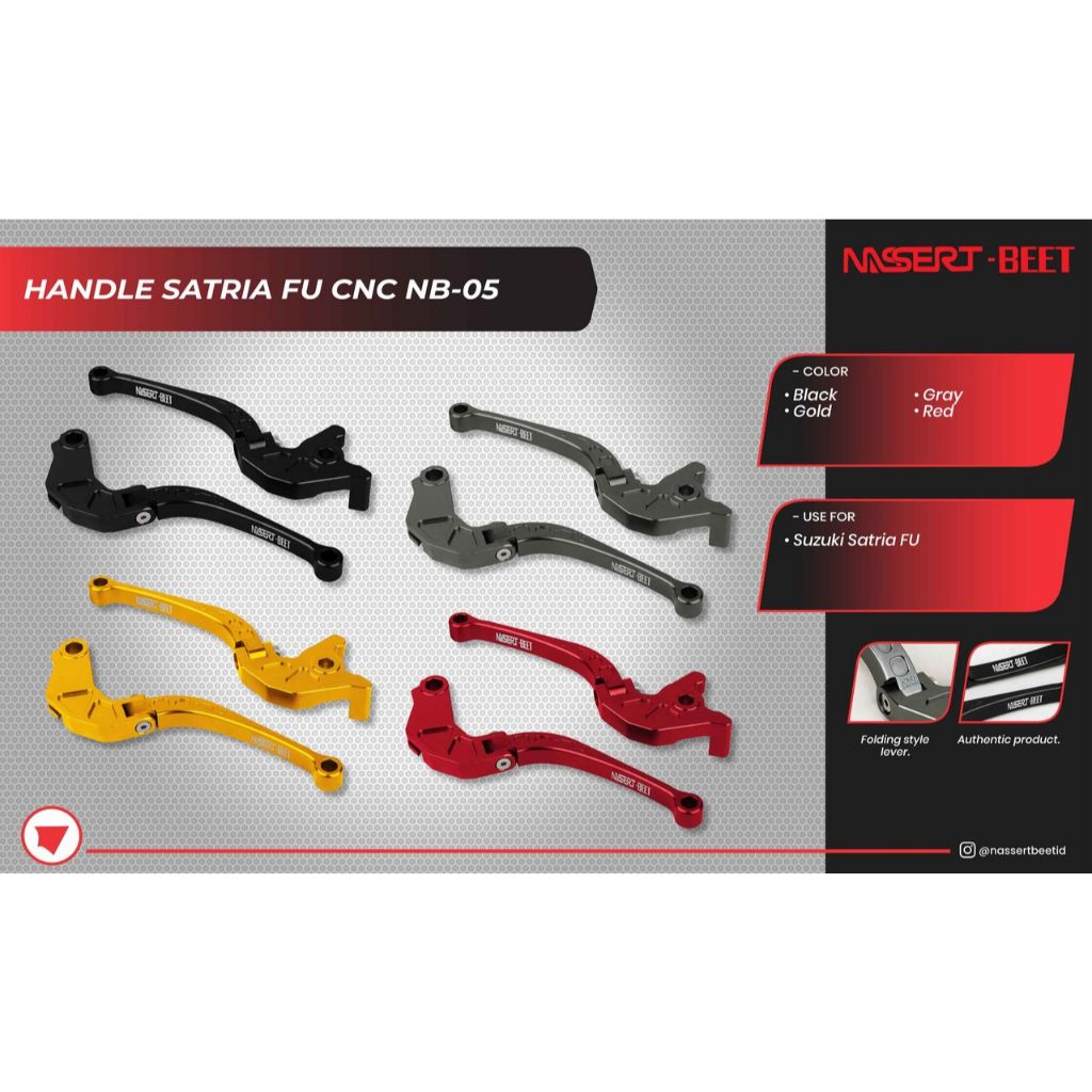 Handle Rem Satria FU CNC NB-05 | Tuas Rem Lipat (Folding Lever) Aluminium CNC Suzuki Satria FU | Rac