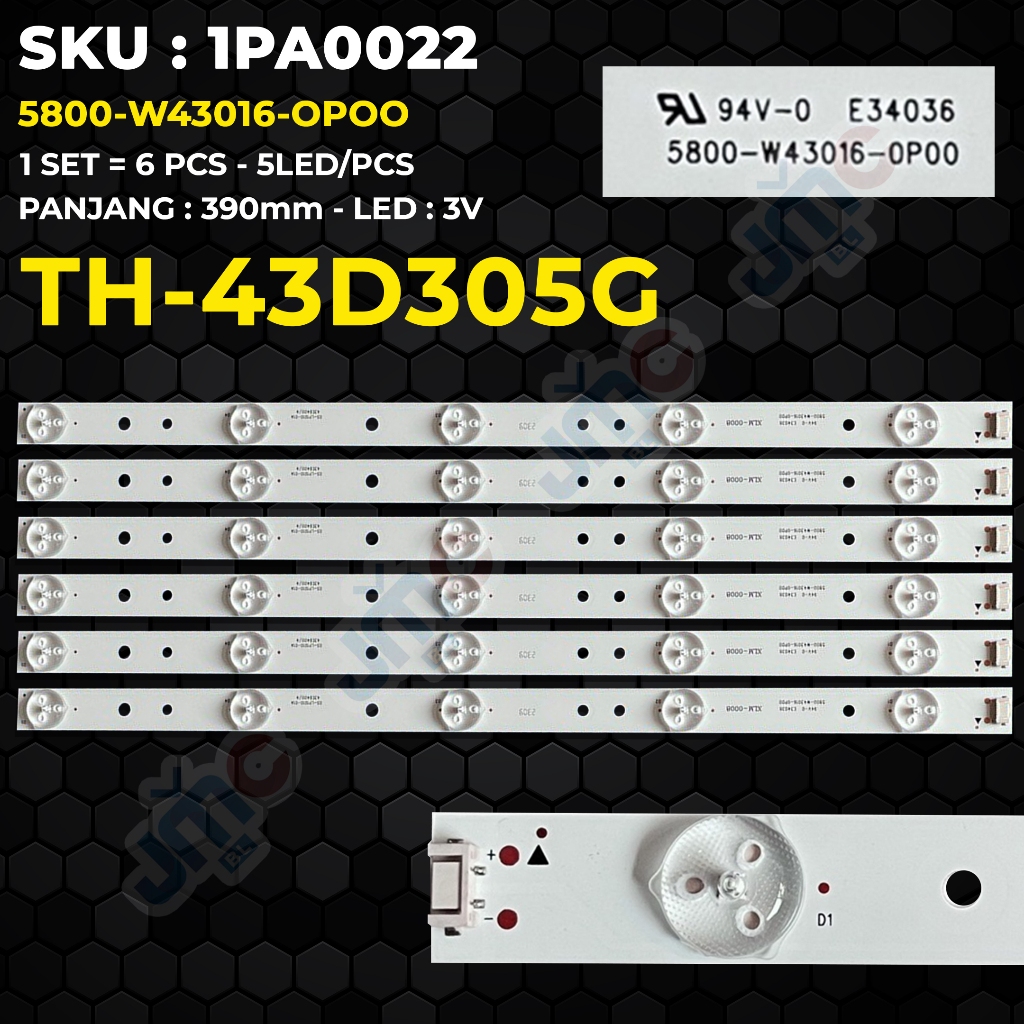 Backlight TV PANASONIC 43 Inch TH-43D305G 5800-W43016-OPOO