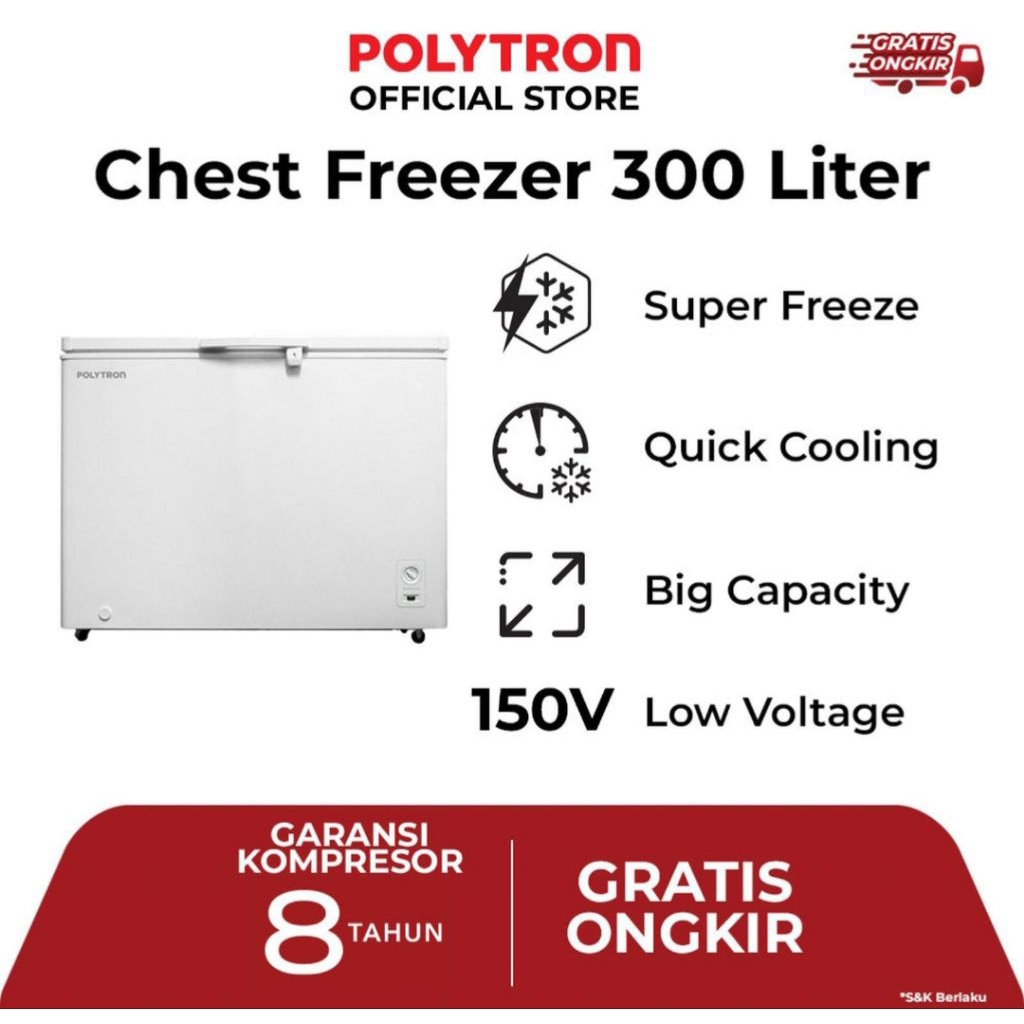 BOX FREEZER POLYTRON 300LITER PCF318 BOX FREEZER POLYTRON 300 LITER PCF 318 CHEST FREEZER POLYTRON 3