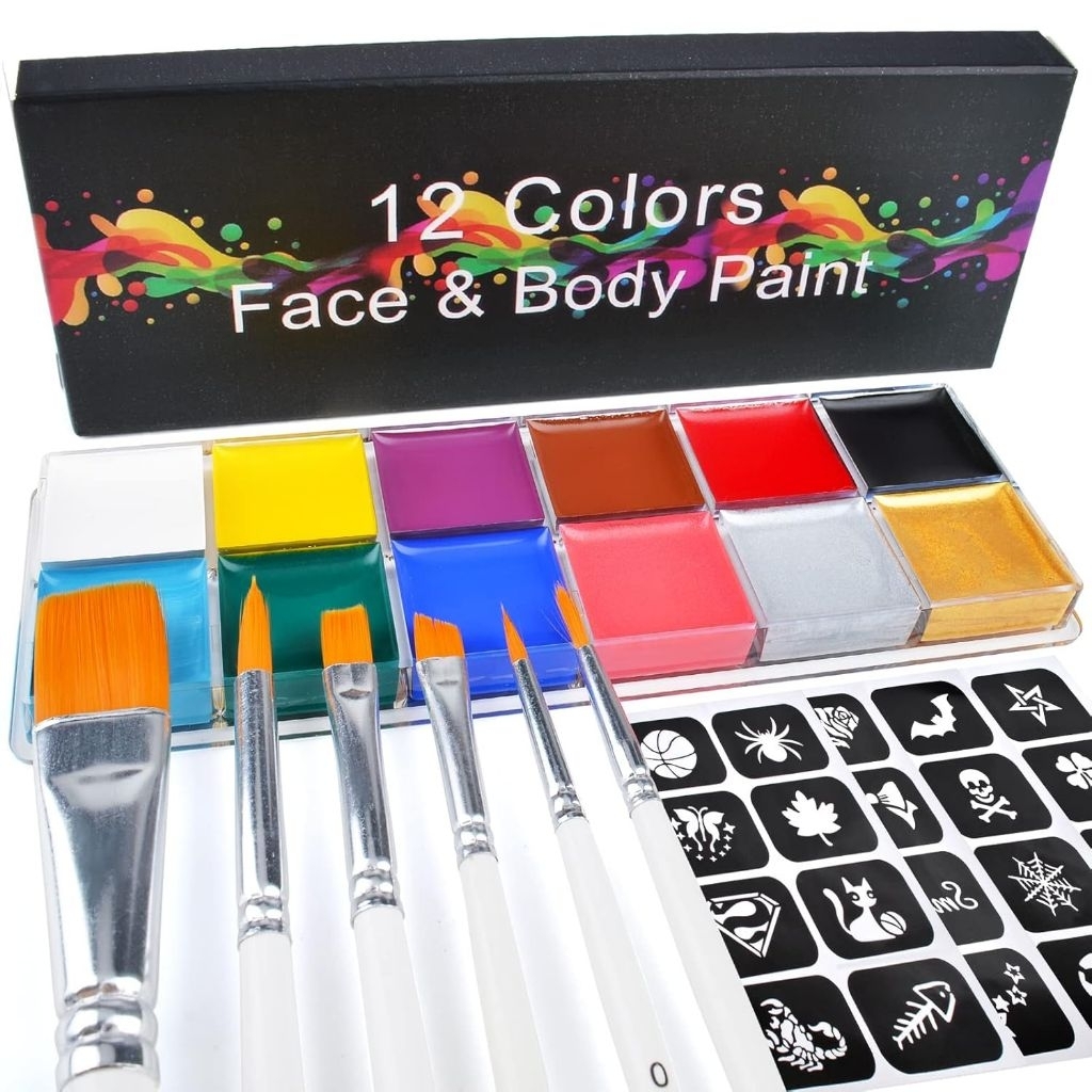 12 Colors Water Based Face and Body Painting Palette  Paint Cream Kit