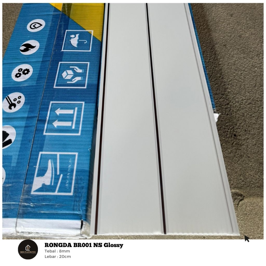 Plafon PVC Putih Glossy Nat Silver BR001NS (Perlembar)