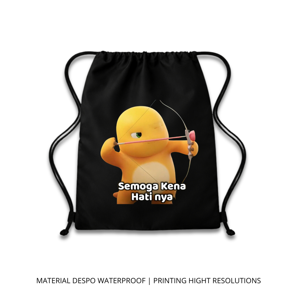 Tas Serut Pria Kanvas Tebal dengan Motif Keren dan Tali Nyaman