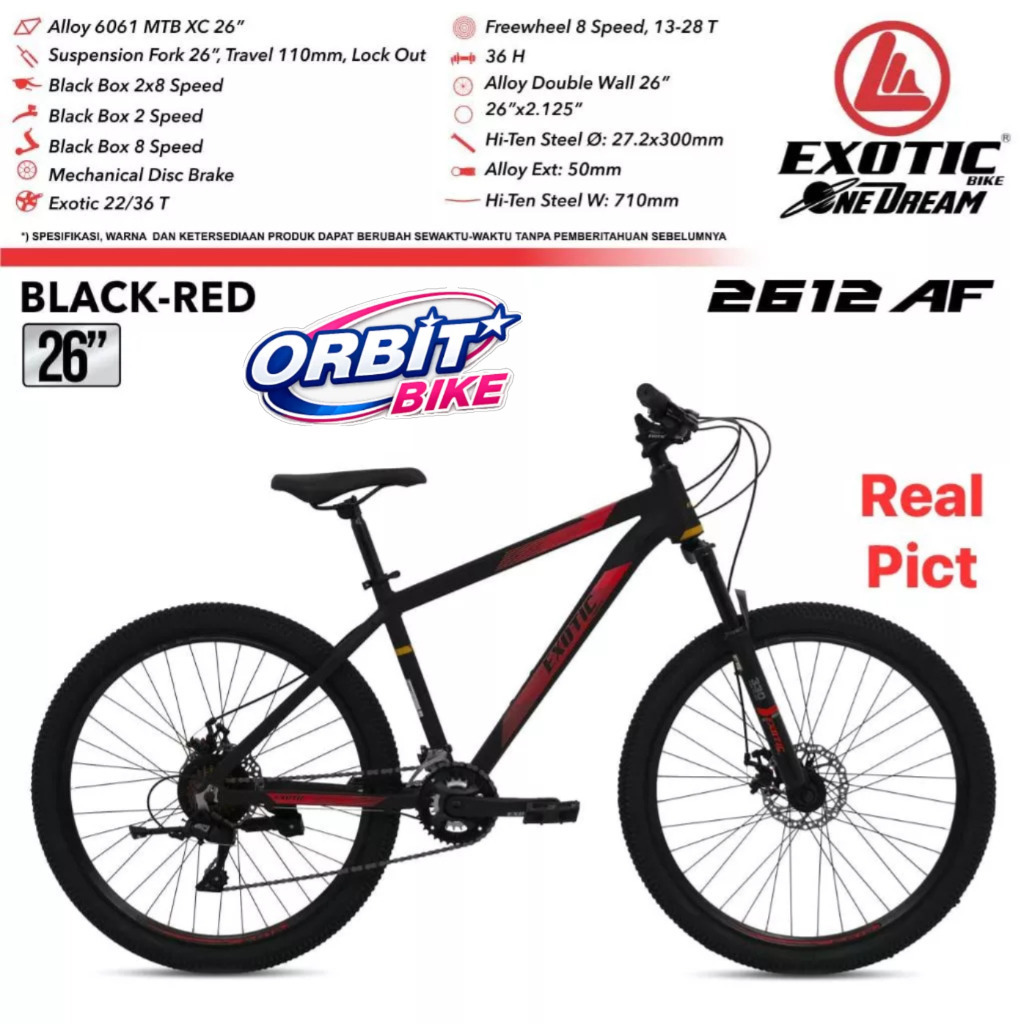Sepeda Gunung MTB 26 INCH EXOTIC 2612 AF FRAME ALLOY Sepeda GUNUNG EXOTIC MURAH