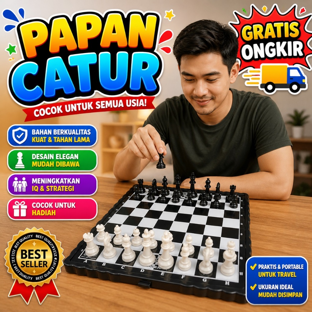 Papan Catur Lipat Plastik - Catur Lipat - Catur Plastik - Papan Catur Plastik - Folding Chess Board