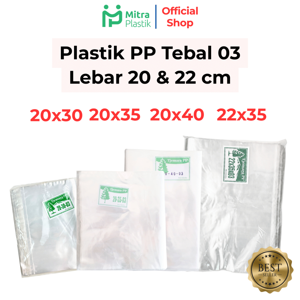Plastik PP Lebar 20 & 22 Tebal 03 20x30 20x35 20x40 22x35 Kantong Plastik Bening Transparan