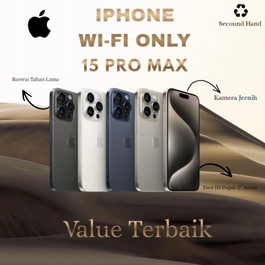 IPHONE 15 PRO MAX WIFI ONLY 256/512GB SECOND FULLSET GARANSI