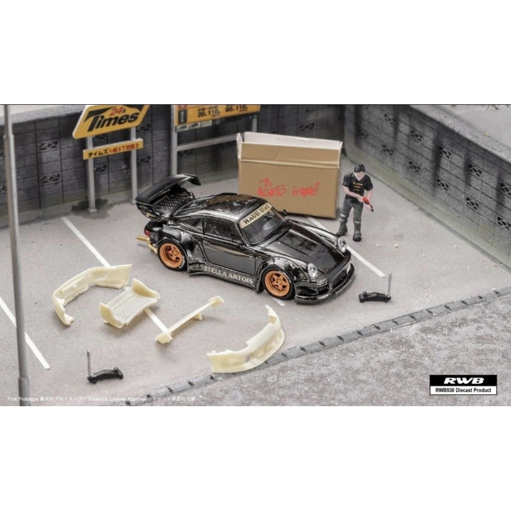 Star Model Diecast Skala 64 Porsche RWB 930 GT Wing Chrome Stella Artois Exclusive Version with figu