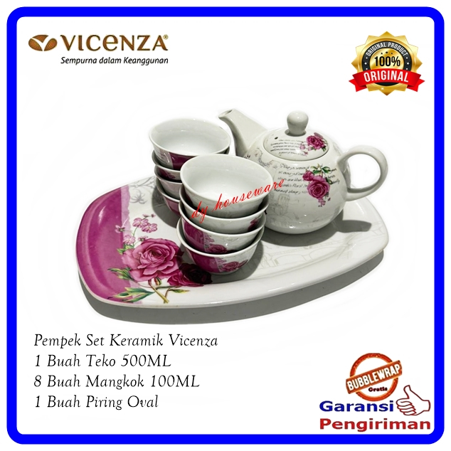 Wadah Saji Tempat Pempek Set 11 Pcs Keramik Mangkok Cuko Teko Vicenza B902 ( BC902 )