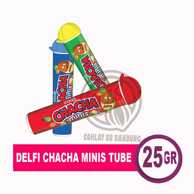 Delfi ChaCha Minis Tube Hat 25gr Milk Chocolate - Coklat Susu Permen Warna Warni Snack Anak Murah