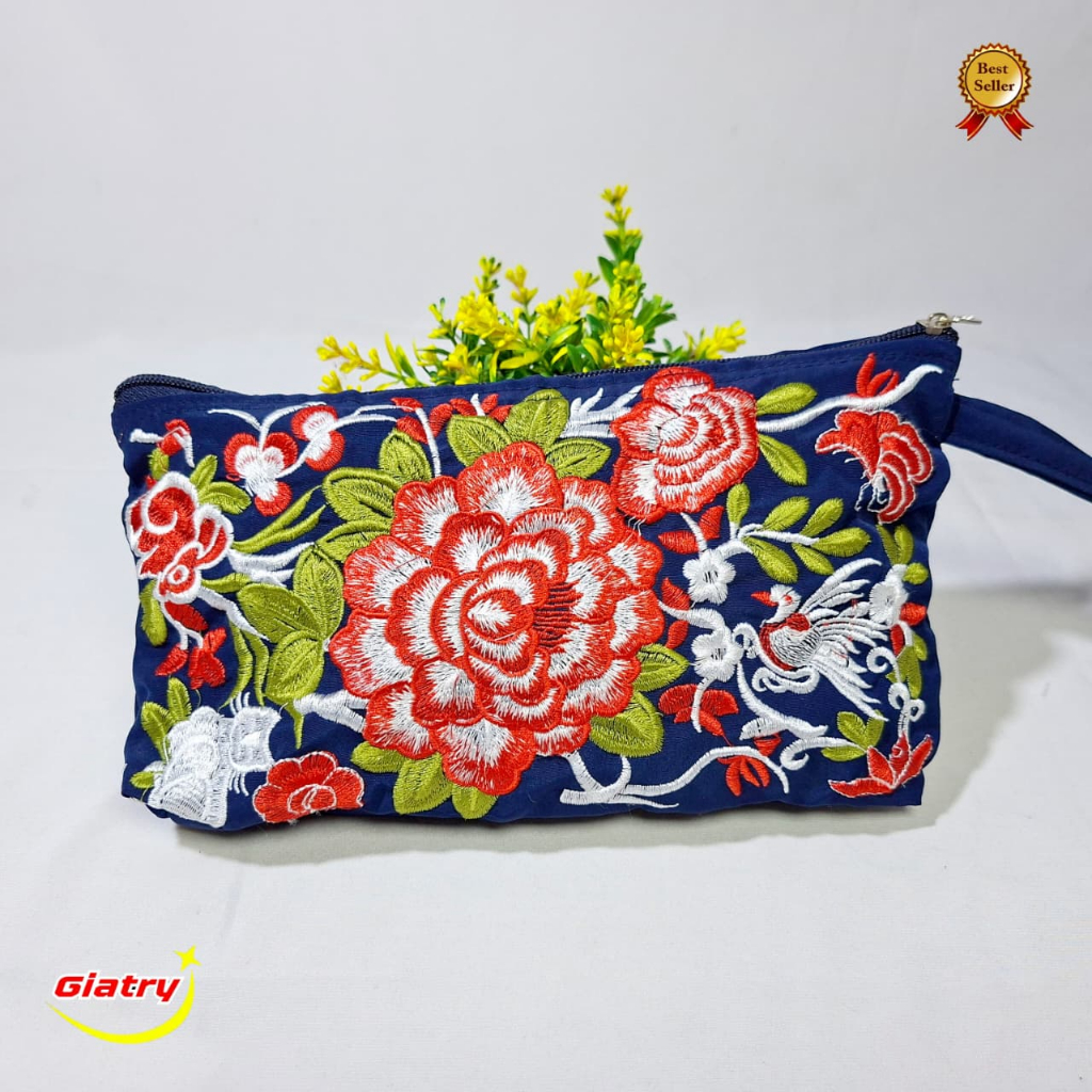 dompet bordir etnik / clutch bordir / dompet wanita tipis / dompet panjang / dompet hp / tas thailan