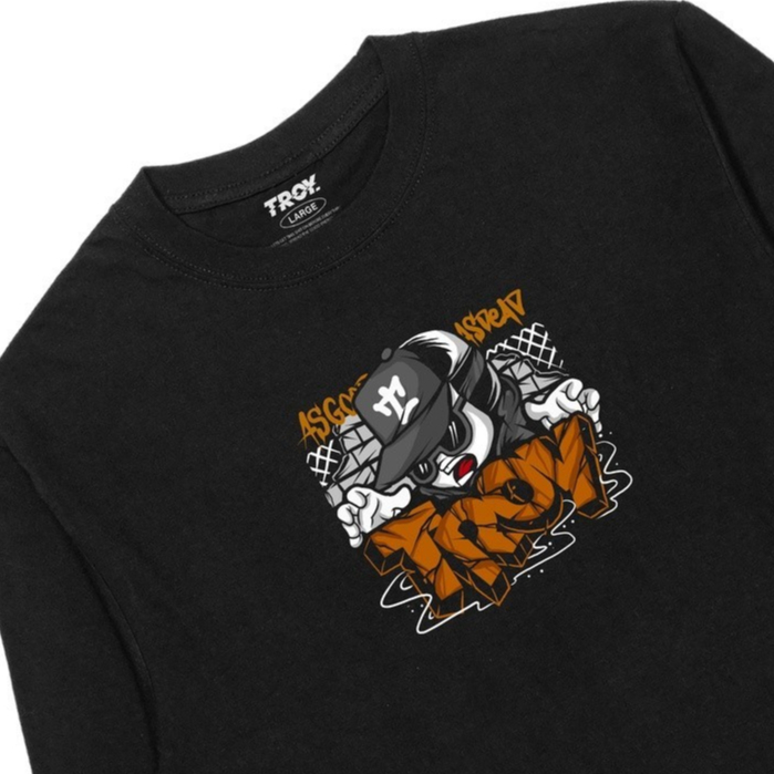 Troy Company Kaos Pria Lengan Panjang Hitam - Hipster Hip Hop Longsleeve Tshirt Black LSD 2164
