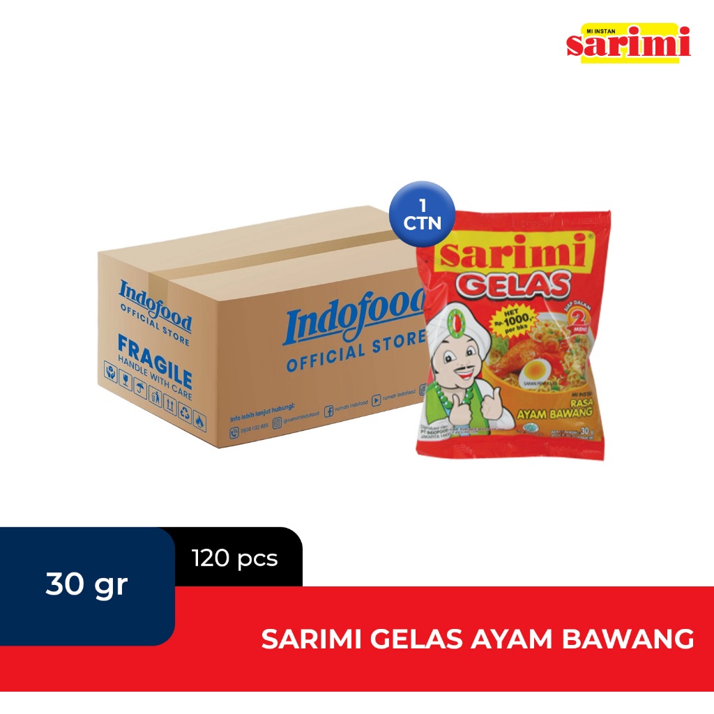 CTN - Sarimi Gelas Ayam Bawang 27g Isi 120 Pcs Mie Instan Gelas