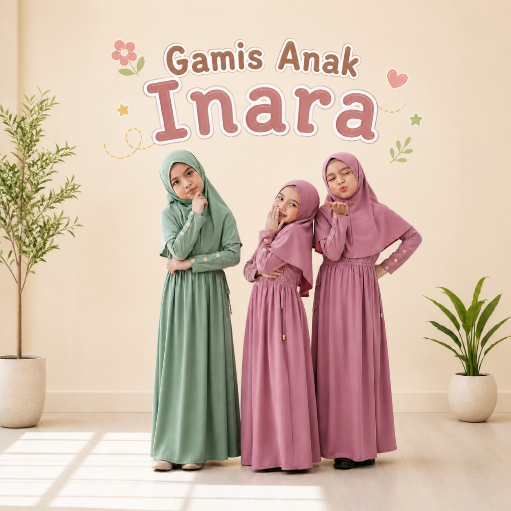 Hijababc - GAMIS ANAK PEREMPUAN MUSLIM MODERN TERBARU BAJU MUSLIM ANAK INARA