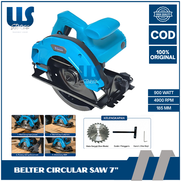 BELTER Mesin Potong Kayu Circular Saw 7 inch Mesin Gerinda Duduk Gergaji Listrik