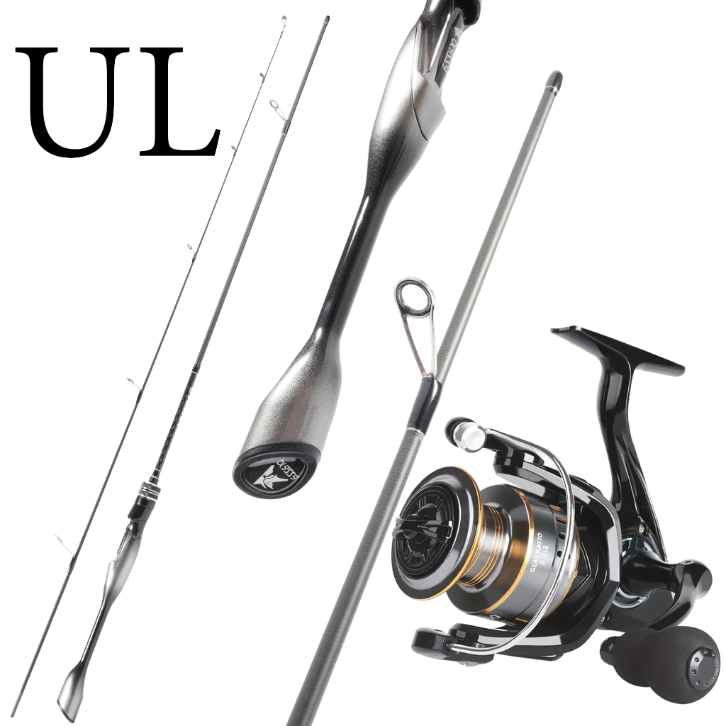 SET ALAT PANCING LENGKAP Joran Pancing Carbon Fiber Ultra Light UL Silver & Reel Spinning Gear Ratio