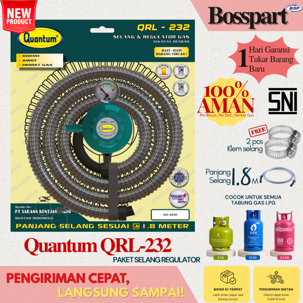 Quantum Regulator Selang Gas QRL-042 / QRL-142 / QRL-042 / Regulator Gas Quantum / Selang gas