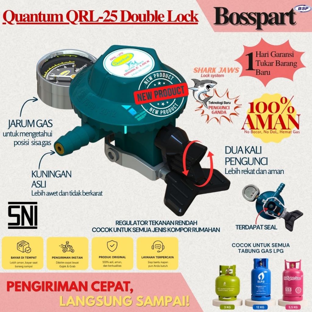 QUANTUM Regulator Gas LPG Double Lock  QRL-25 / Double Lock Quantum