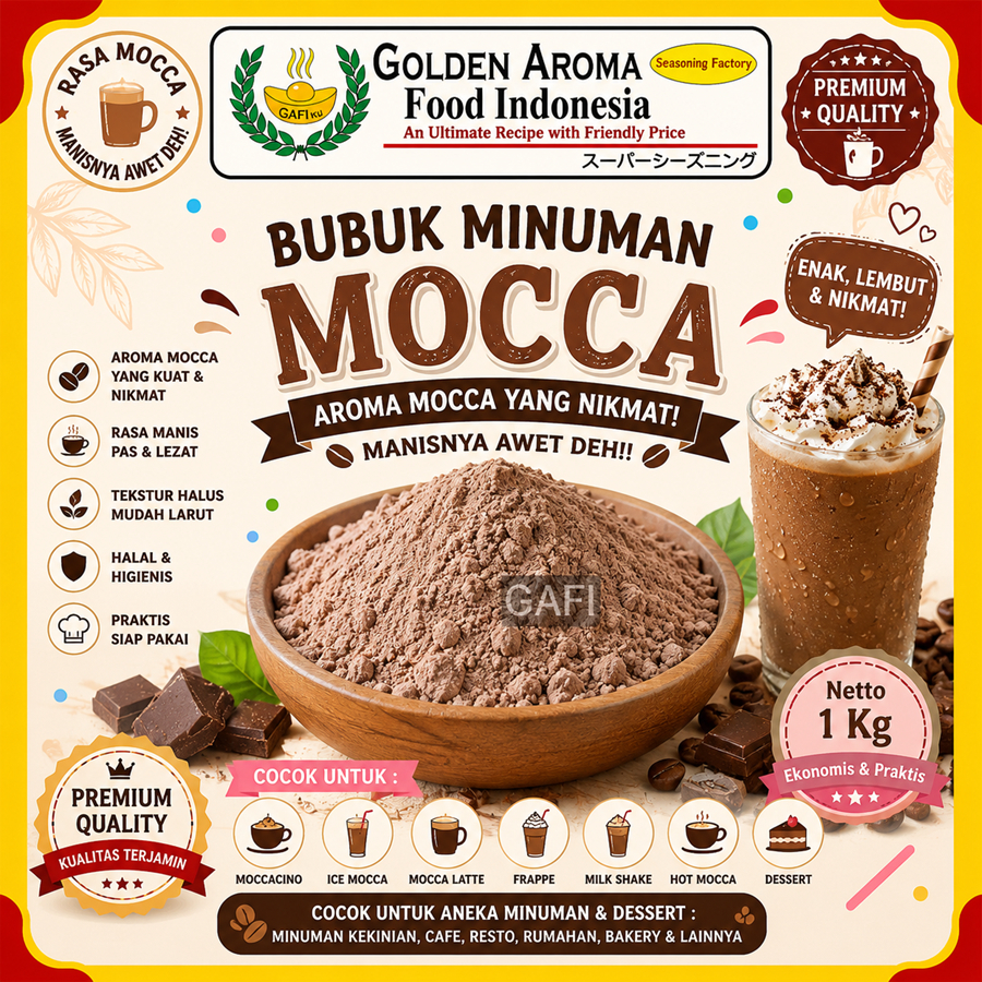 Bubuk Minuman Moccacino 1 Kg Serbuk Minuman Rasa Mocca Powder 1Kg Enak Murah Kekinian Terbaik Golden