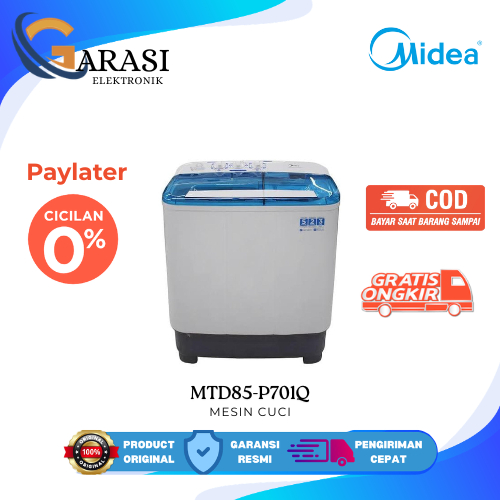MIDEA MTD85NTG MESIN CUCI 2 TABUNG 8 Kg MIDEA MTD85  ORIGINAL Twin Tub MTD