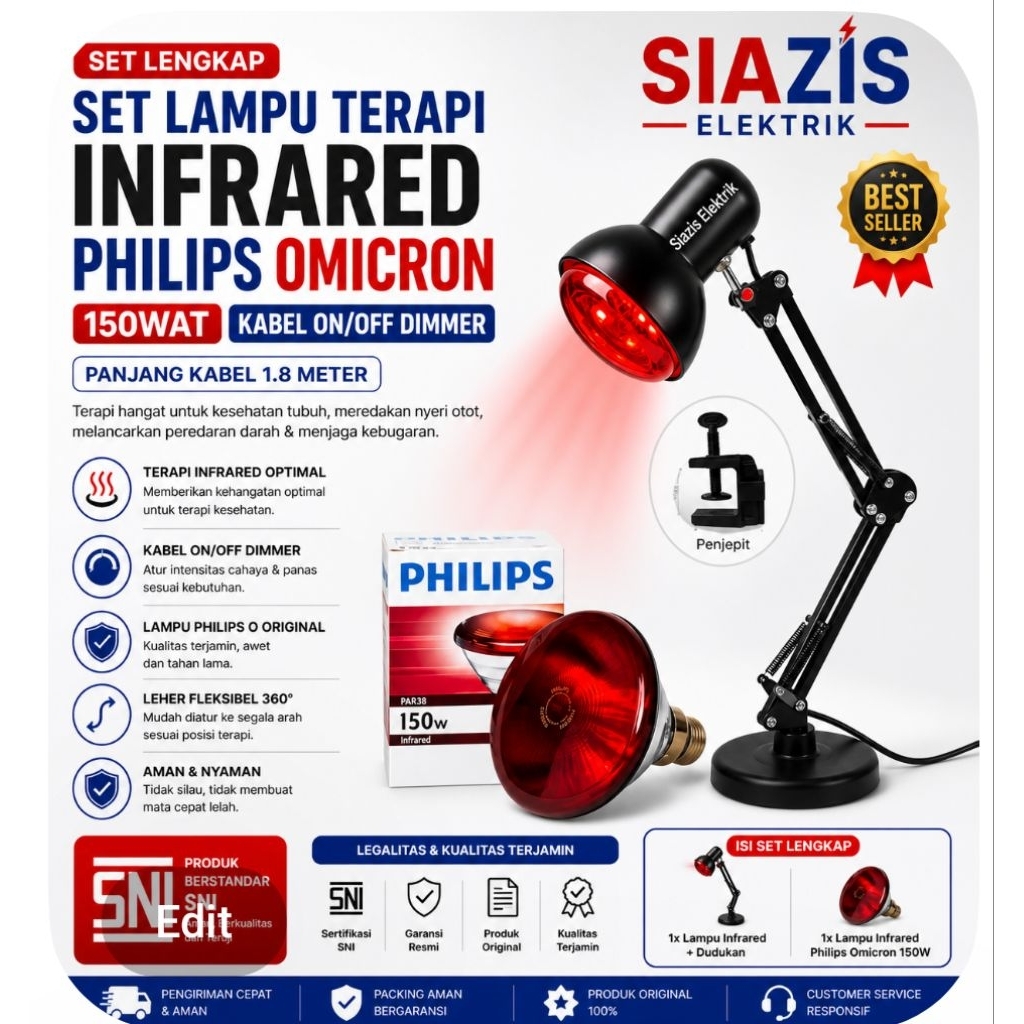 Lampu Infrared Philips 100 Watt Lampu Terapi Kesehatan Alat fisioterapi set Lampu Terapi infra red i