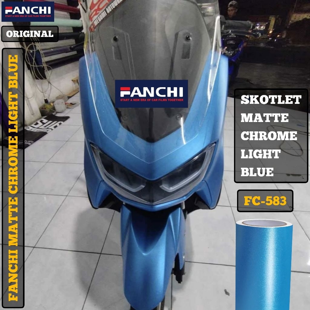 Skotlet Biru Muda Doff Matte Chrome Light Blue Sticker Motor Fanchi Original
