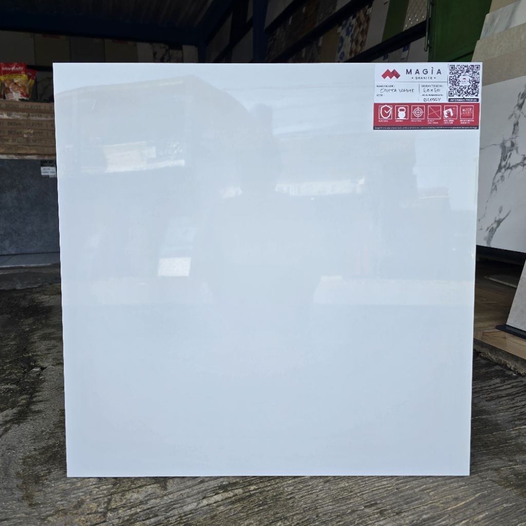 Granit Mulia Magia Putih Polos Glossy 60x60 CIVITA WHITE