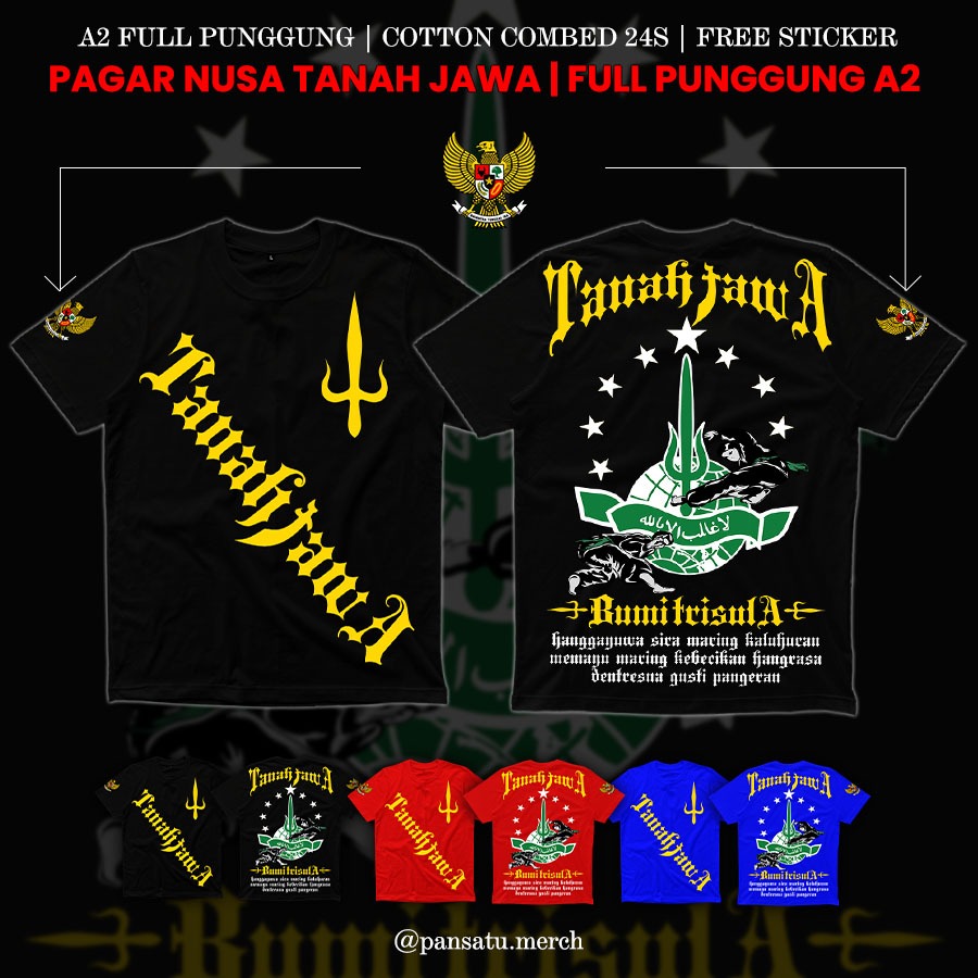 Kaos Pagar Nusa Tanah Jawa Custom Nama Daerah Bumi Tri5ula Full Punggung A2 Cotton Combed 24s