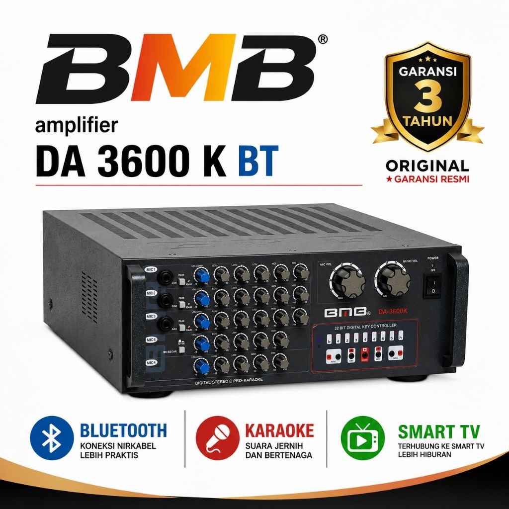 BMB DA 3600 K BT Amplifier Karaoke Bluetooth Original Garansi Resmi 3 Tahun – Power Audio Karaoke Sm