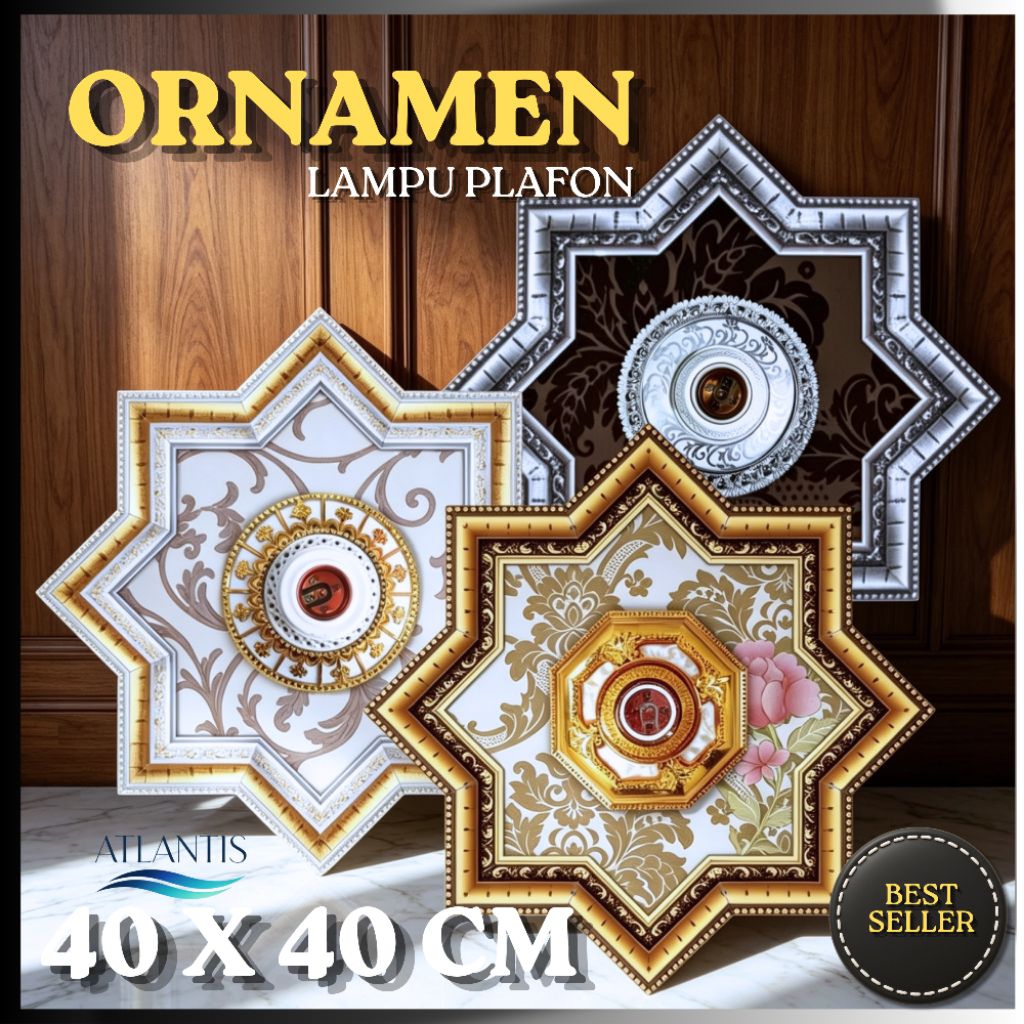ornamen lampu plafon pvc / fitting lampu hias plafon 40 x 40 cm
