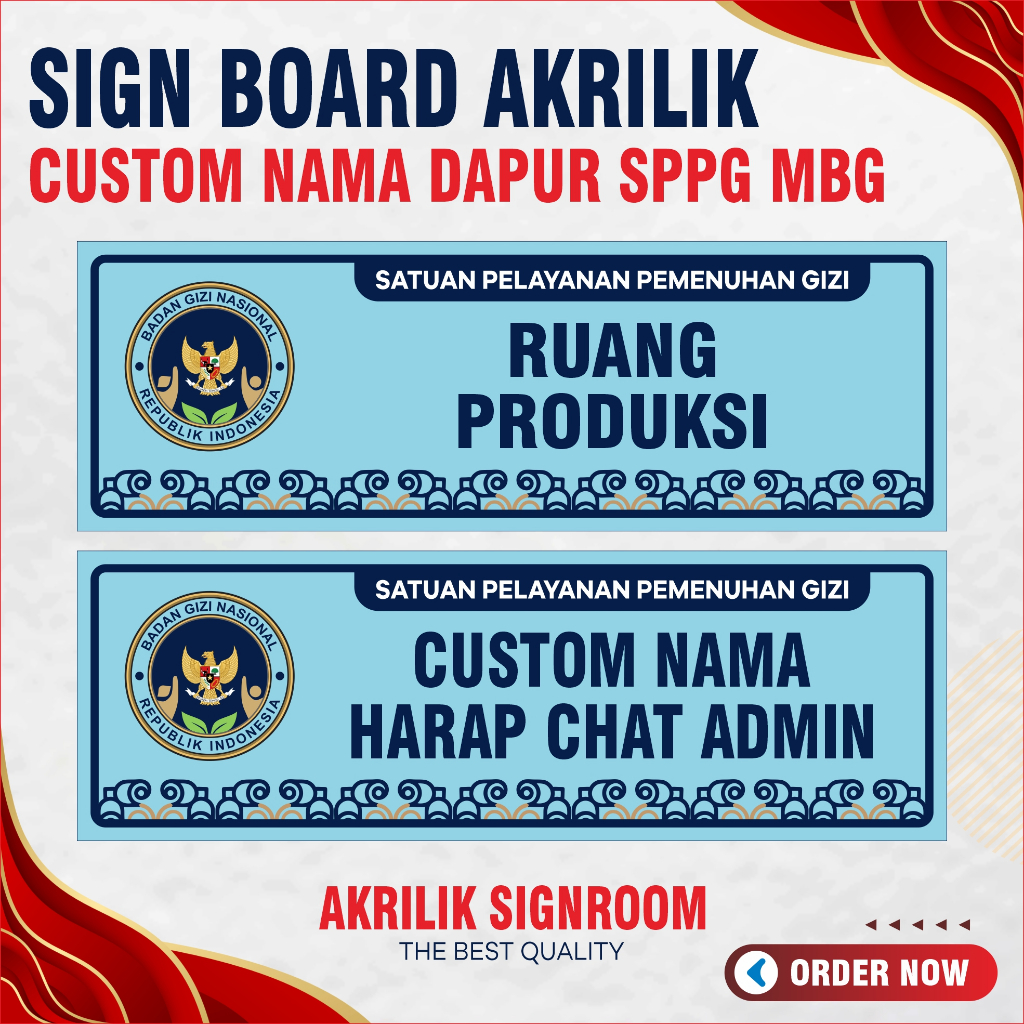 Signroom Dapur SPPG / Papan Ruangan Dapur SPPG MBG / Nama Ruangan Akrilik