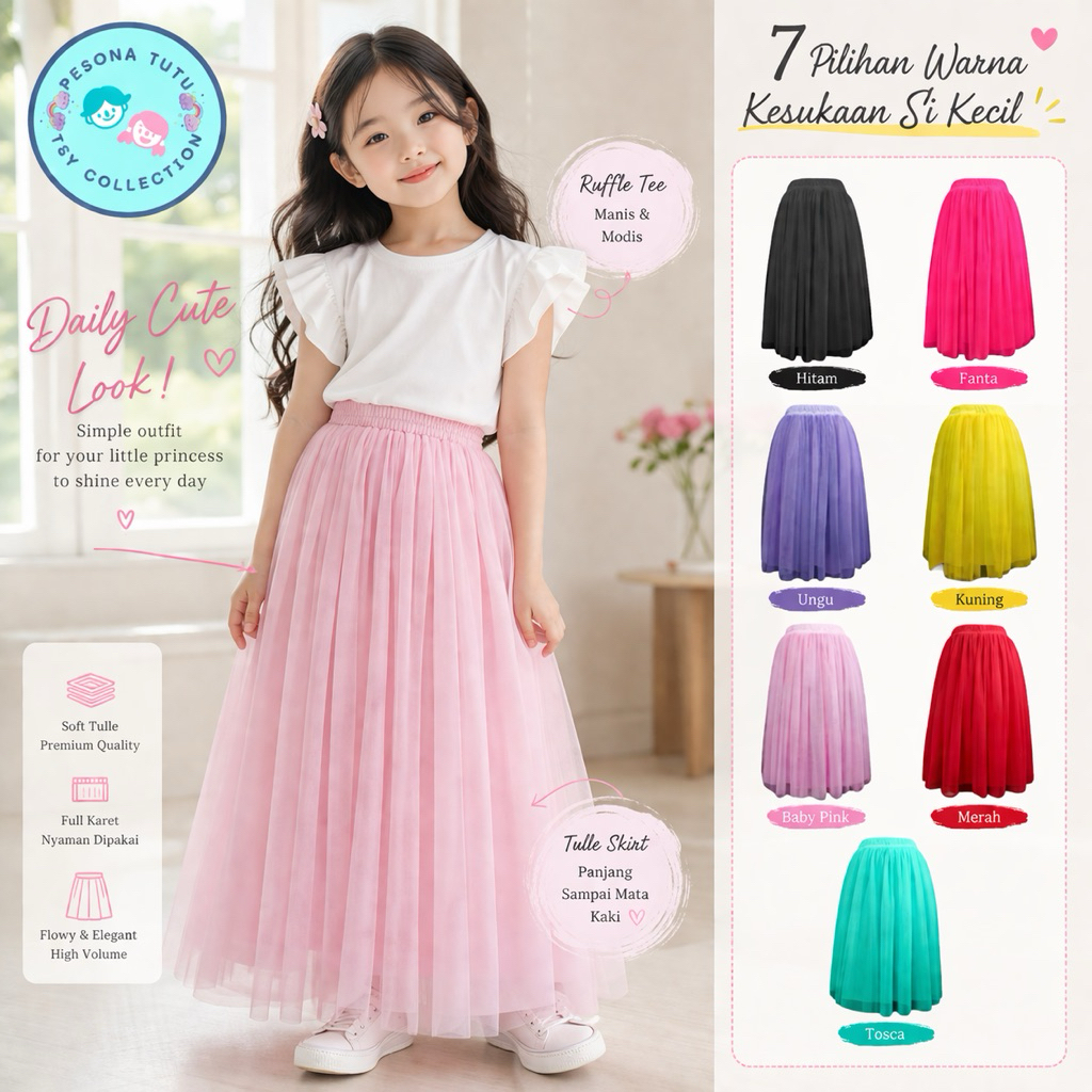 ROK ANAK PANJANG / ROK TUTU ANAK PANJANG / ROK PANJANG ANAK 2-11 TAHUN
