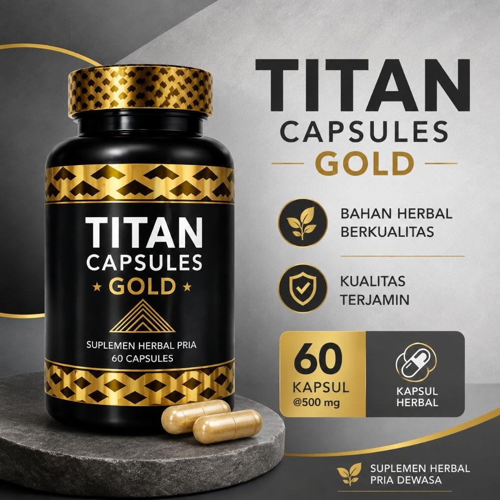 TITAN GOLD Kapsul Suplemen Herbal Alami Meningkatkan Stamina & Kesehatan Tubuh Pria 100% Original