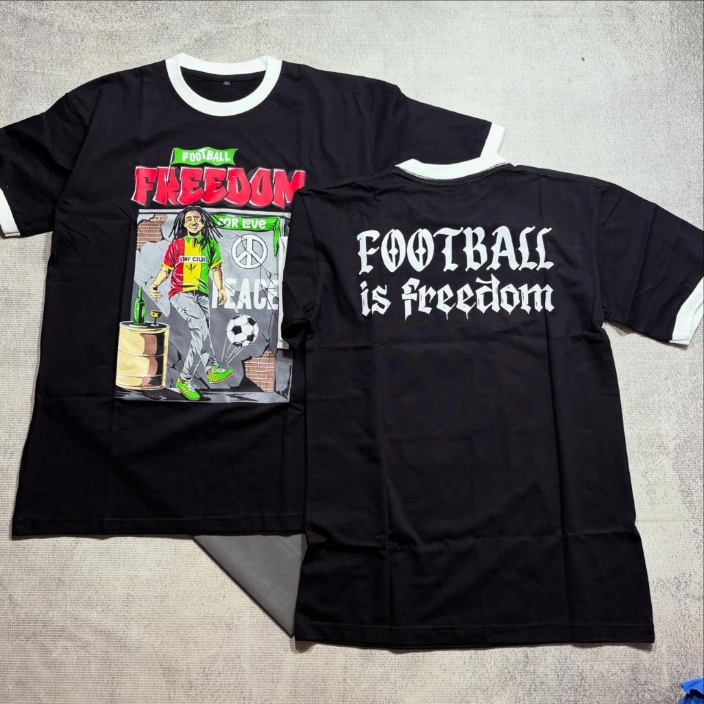 MPW - tshirt ringer Football is Freedom bob marley