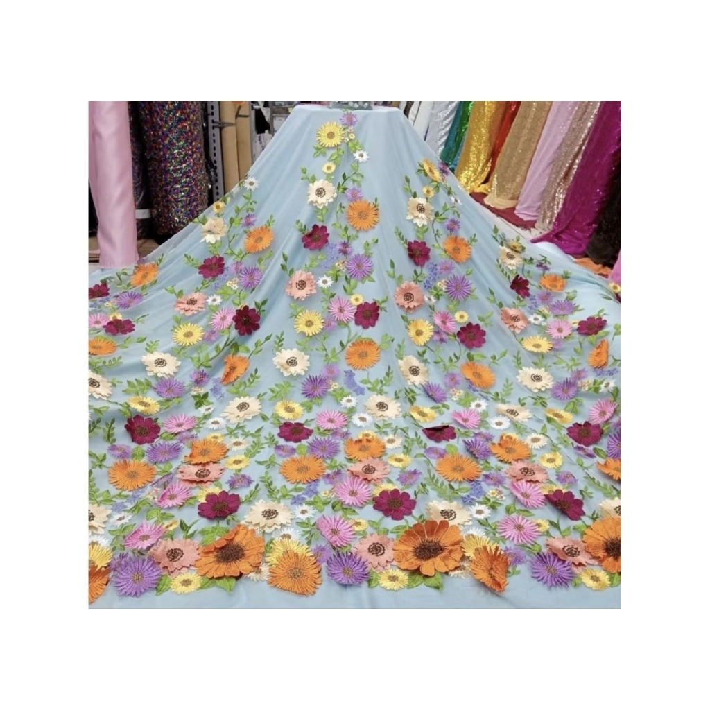 bahan kain tile tridi 3d kain tile mewah bunga tridi