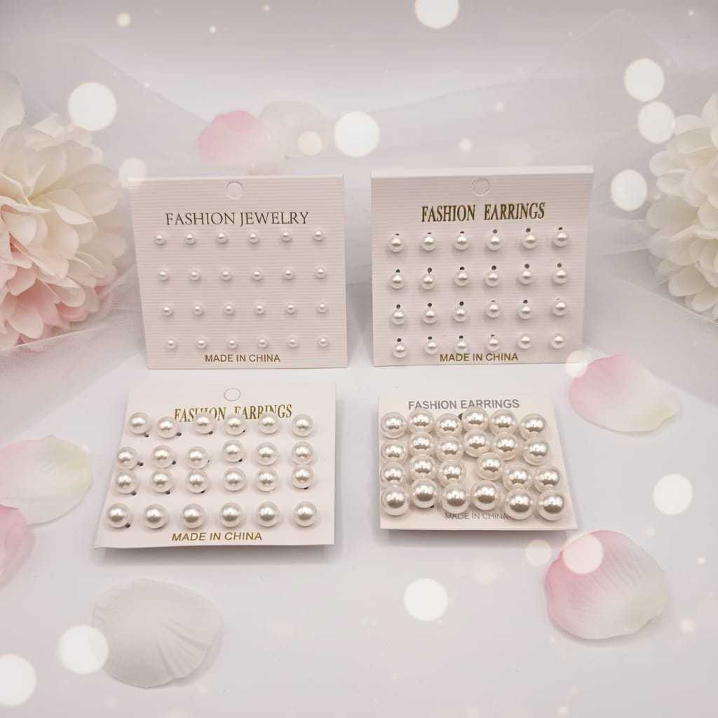 Anting Giwang Mutiara Kecil 24pcs/Anting Giwang Mutiara 4mm Putih / Hitam